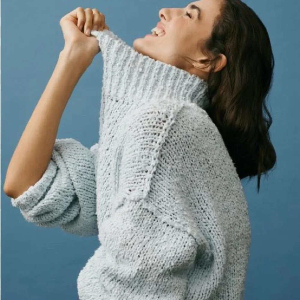 NWT Anthropologie Need it oversize mock neck sweater in blue color - Picture 1 of 6